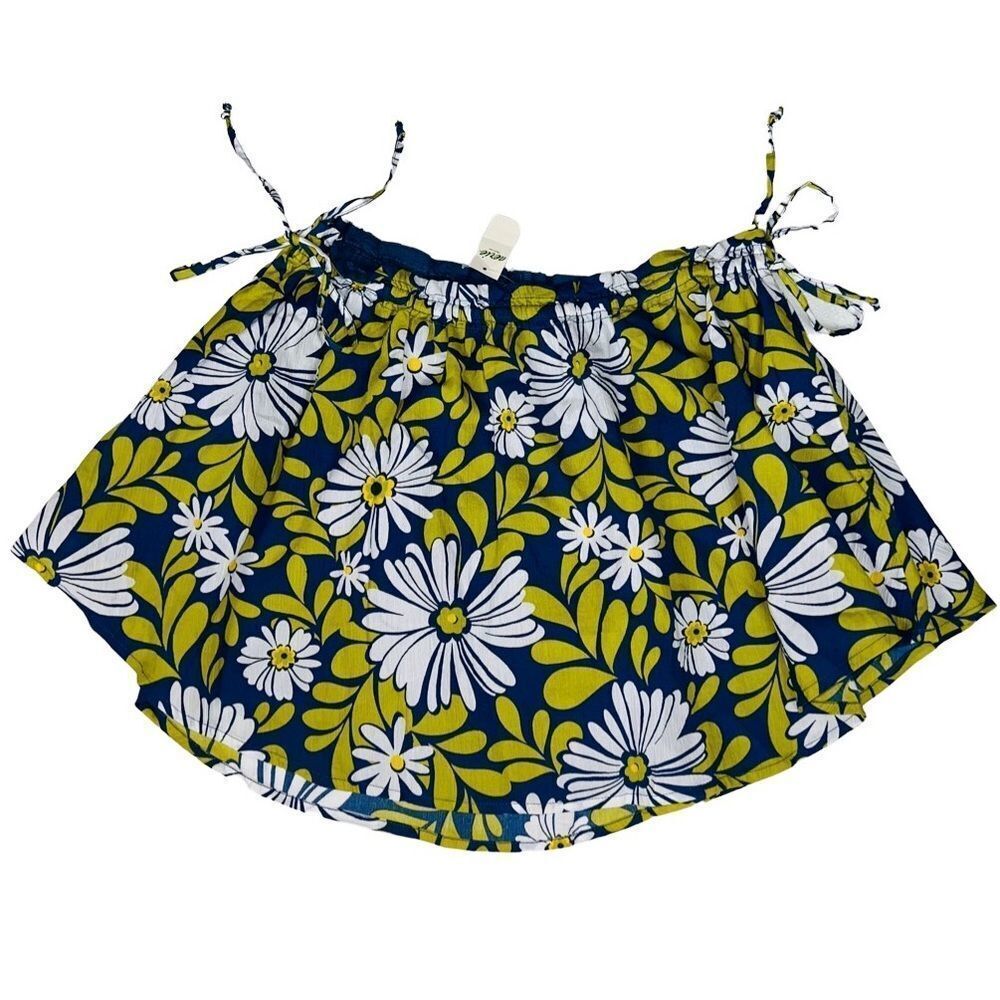 Aerie Green Side Tie Blue Floral Mini Skirt Size Large NWT
